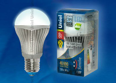 ����� 8�� Uniel LED-A60-8W/WW/E27/FR ALS01SL