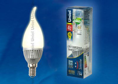 ����� 4�� Uniel LED-CW37-4W/WW/E14/FR ALS01SL