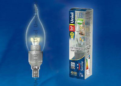 ����� 3�� Uniel LED-CW37P-3W/NW/E14/CL ALS01SL
