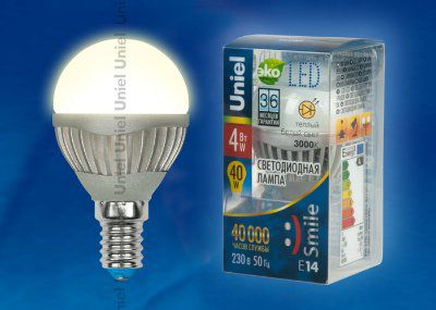����� 4�� Uniel LED-G45-4W/WW/E14/FR ALS01SL