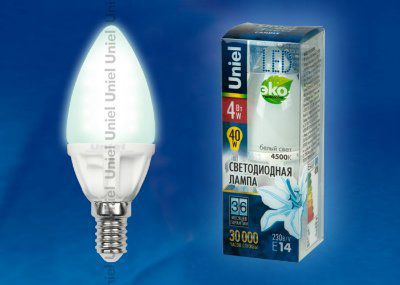 ����� Uniel LED-C37-4W/WW/E14/FR CRF01WH