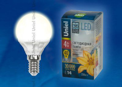 ����� Uniel LED-G45-4W/WW/E14/FR CRF01WH