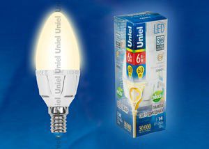 ������������ ����� Uniel 6�� LED-C37-6W/WW/E14/FR ALP01WH �������