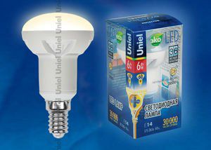 ���������� ������������ ����� Uniel R50 6�� LED-R50-6W/WW/E14/FR ALP01WH �������