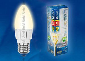 ������������ ����� Uniel 6�� �27 LED-C37-6W/WW/E27/FR ALP01WH �������