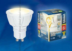 ������������ ����� Uniel ��������� ����� GU10 6W, LED-JCDR-6W/WW/GU10/FR/38D ALP01WH �������