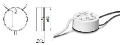 ����������� ������������� EST 70/12.601 186005 ��� ���������� ���� 20-70W, 12V, �������, d53*22mm, IP20. Vossloh-Schwabe