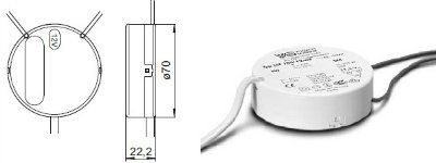 ���� � ������������ ����������� ������������� EST 105/12.602 186007 ��� ���������� ���� 35-105W, 12V, �������: d70*22mm. Vossloh-Schwabe, ��������