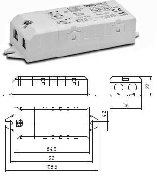 ����������� ������������� EST 60/12.635 186173 ��� ���������� ���� 10-60W, 12V, ����������, 104*36*22mm, IP20. Vossloh-Schwabe