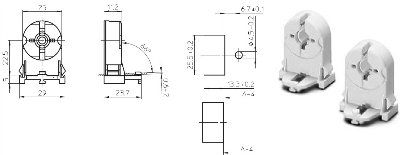 ���� � ������������ 27700 100562 ������ G13 �������� �� ��������, ������ �� ��� ����� 22,5mm ��� �������������� ��� ���� T8 � T12. Vossloh Schwabe. �������: 27700 109330, BJB 26.290.1011.50, 26.290.4011.50, LST 15.611, Stucchi 1249/S