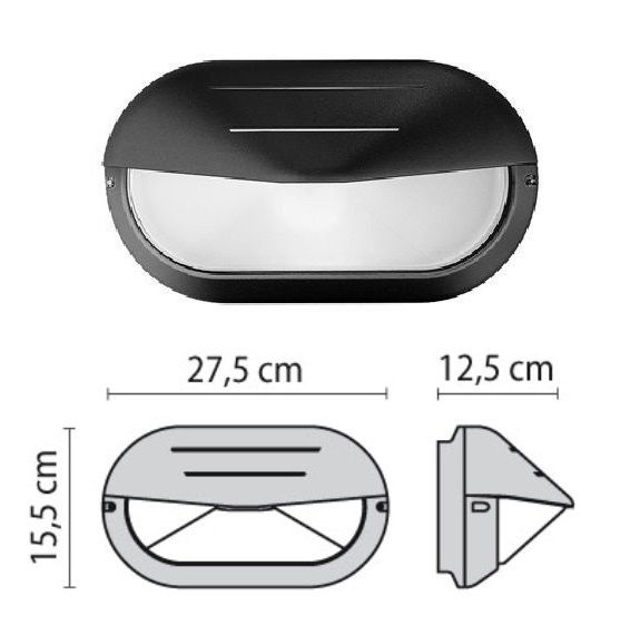 ���������� SUPERDELTA OVALE VISA BLACK 001709 ���������, ���� ������, IP44, ��������: 275*155*125mm. PRISMA (PERFORMANCE iN LIGHTING), ������