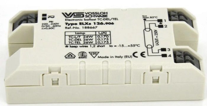 ���� � ������������ ���� (��������/ �������) ELXs 126.906 188667 ��� �������������� ���� TC - DEL/TEL 1*26W, TC - F/L 1*24W. ��������������� ������: 80*41*18 ��. Vossloh-Schwabe, ��������. Ref. �188667.02