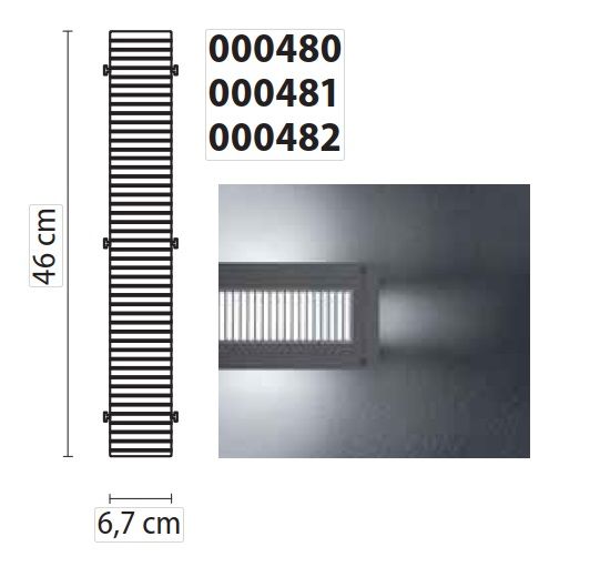 ��������� 000481 GRILL � ������������ ����� KATA 500, ���� ����� ��������, ������ 67*460mm. PRISMA (PERFORMANCE iN LIGHTING), ������