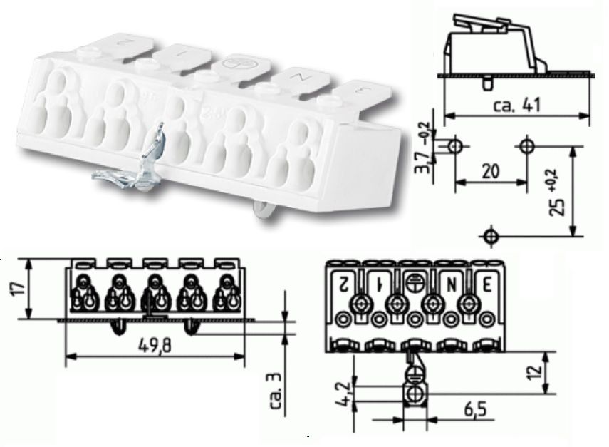 �������������� ������ (�������� �������) 46.415.1114.50 (46.415.3114.50) ������������ � ������� ��� ����������, ��������. BJB, ��������. �������: Electro Terminal SLK 3/5 +E-SCHR 3-N-ERDE-1-2 PC, Art.Nr. 88167532; WAGO 294-5455)
