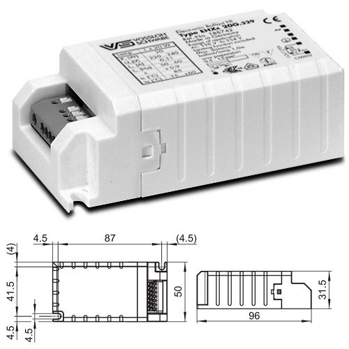 ���� � ������������ ���� (����������� ��� /�������� /������� 188742/188991 EHXc 20G.329 B ��� ����������������� ���� 20W, 96*50*31mm. Vossloh-Schwabe, ��������. �������: TCI 183219 EPC 20/2, Helvar EP1x20h