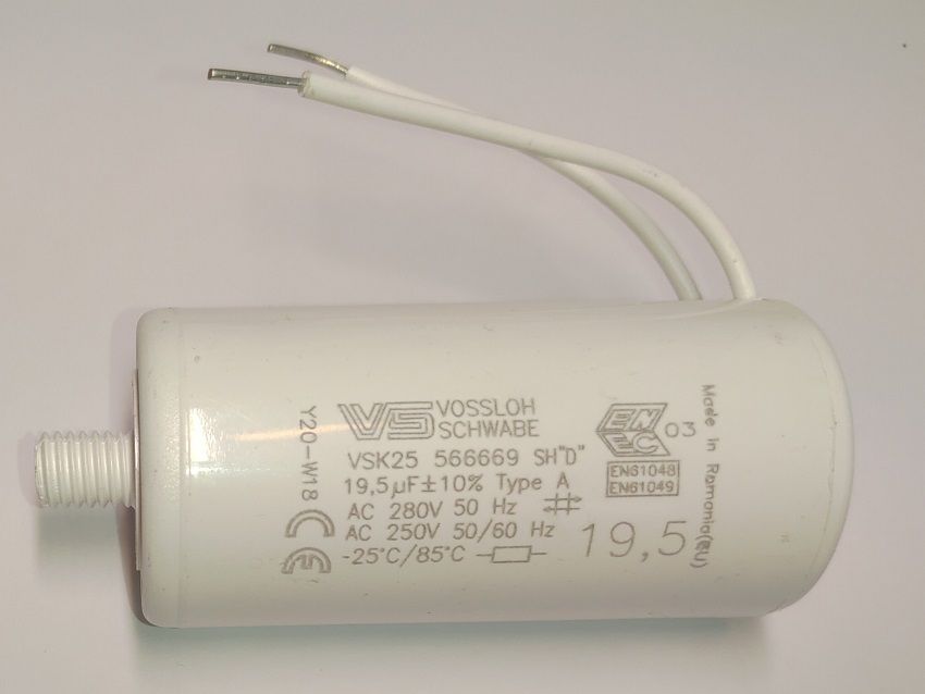 ����������� �������������� 19,5mkF (���) 566669,  250V ����������� ������, ������������� ������� 60mm, ��� � (��� �����������), d=32mm, h=67mm, ���� �8. Vossloh Schwabe. 19,5�F