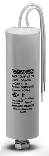 ����������� �������������� 12mkF (���) 250V 526172 ����������� ������, ������ 250mm, D*H/33*63mm, ��� � (��� �����������). Vossloh Schwabe. 12�F