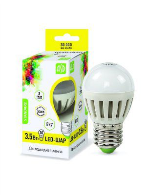 ASD-LED-���-E27-3,5W ������������ �����, D=45 ��, AC160-260V, 300 ��, 3000 �, ���� ����� ����� (��� ��000645)