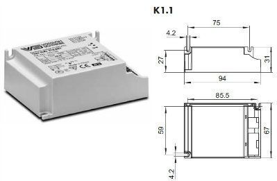 ����������� ��� (����/��������/�������) ELXc 126.880 220-240V  183135 ��� ��� TC-DEL/TEL 1x26W, ����. K1.1 94�67�31. Vossloh-Schwabe (��������)