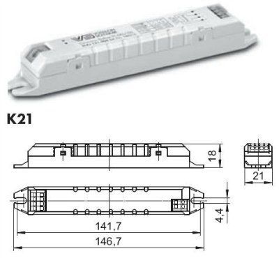 ����������� ��� (����/��������/�������) ELXs 121.904 220-240V  188664 ��� �� T5 1x14/21W, TC-DEL/TEL 1x13/18W, ����. �21 147�21�18. Vossloh-Schwabe (��������)