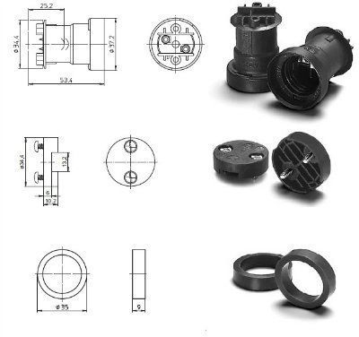 ������ E27 ��� �������� ������� (���� ����/ Belt Light) ��� ������ H05RN H2-F 2X1,5. ������: 83297 109158 ������ E27; 83300 109243 ������; 98006 106817-���������. Vossloh-Schwabe, ��������