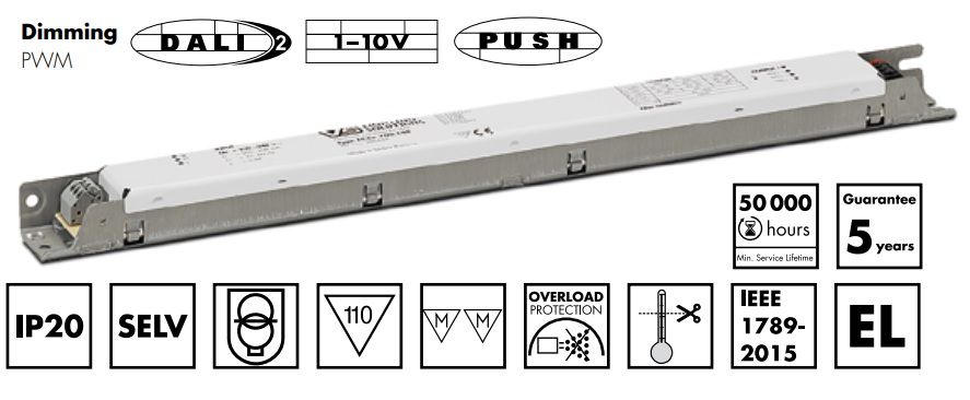 ������� (���� �������/ ���������) 187059 EDXd 1120/24.082 ����������� �� DALI/DALI2, 0/1-10V, PUSH ��� LED (������������) ������������, ����, ����������������� �� ���������� 24V (out D�), 25-120W. Vossloh Schwabe. �������: TCI 127966 DC 120W 24V SLIM RM D