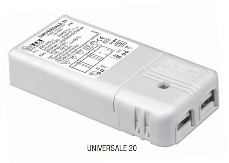 ������� (���� �������) 122198 UNIVERSALE 20 HC ����������������� �� ����, �������������: 350-900mA, 2-43V (out DC, DIP-�������������), 1- 20W; 20W/cost.24V ��� LED (������������) ������������, 110,4*52*22mm, IP20. TCI