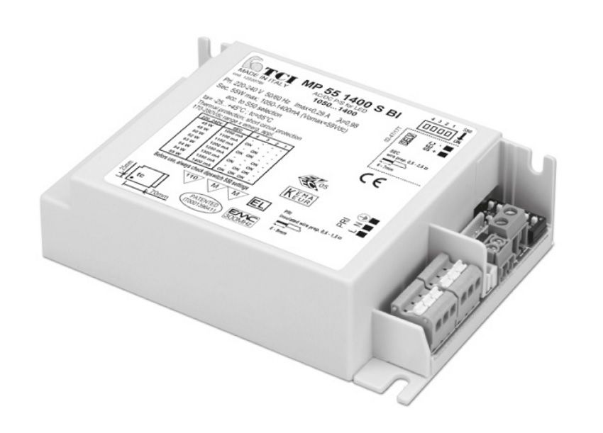 ������� (���� �������) 122207BI MP 55 1400 S BI �������������: 1050-1400mA (out DC, DIP-�������������), 16-55W ��� LED (������������) ������������, 110*79*30mm, IP20. TCI, ������