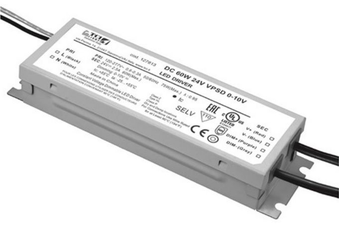 ������� (���� �������/ ���������) 127813 DC 60W 24V VPSD 0-10V ����������� �� 0-10V, 1-10V, ����������������� �� ���������� 24V ��� LED (������������) ������������, ����, ��������� ���������� ������ 0-60W, 148*45*25mm, IP52. TCI