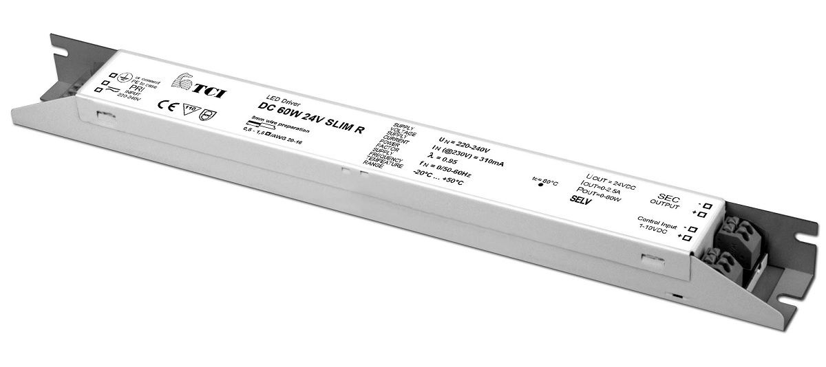 ������� (���� �������/ ���������) 127957 DC 150W 24V SLIM R ����������� �� 0-10V, 1-10V ��� LED (������������) ������������, ����, ����������������� �� ���������� 24V, 0-150W, 425*30*22mm, IP20. TCI, ������