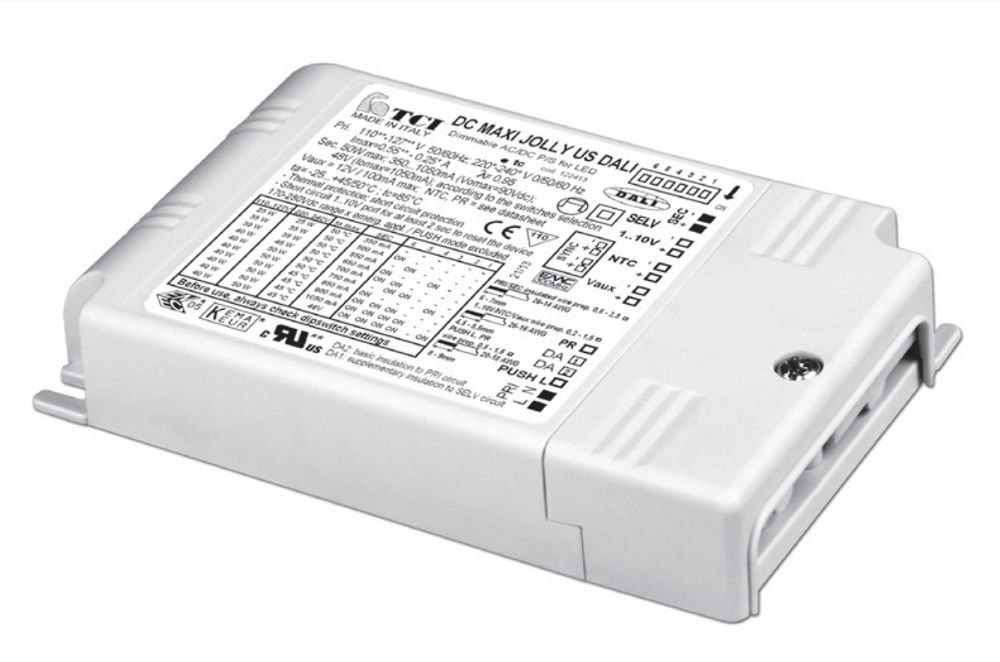 ������� (���� �������) 125504 DC MAXI JOLLY SV DALI ����������� ��: DALI, DALI2, 0-10V, 1-10V, PUSH �������������: 350-1200mA (out DC) 2-50W ��� LED (������������) ������������. TCI. �������: 127504, 151505 DC MAXI JOLLY SV DALI