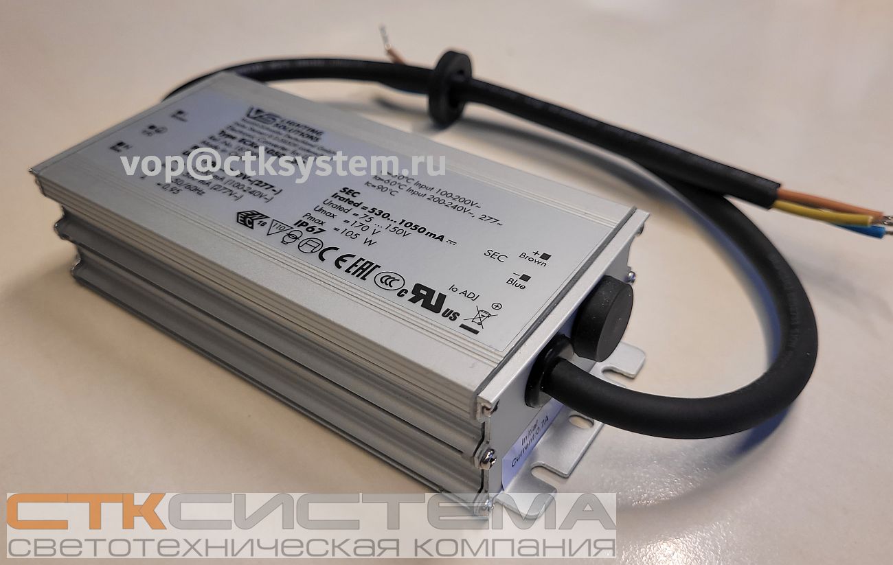 ������� (���� �������) 187089 ECXe 1050.453 �������������, ����������������� �� ����: 530-1050mA,  65-157V (out DC), 34-105W ��� LED (������������) ������������, 128*68*37mm, IP67. Vossloh Schwabe