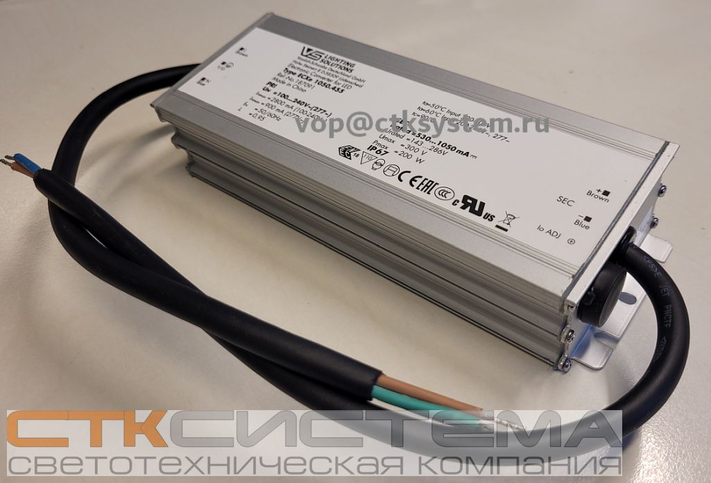 ������� (���� �������) 187091 ECXe 1050.455 ����������������� �� ����, �������������: 530-1050mA, 130�286V (out DC), 69-200W ��� LED (������������) ������������, 193*68*39mm, IP67. Vossloh Schwabe